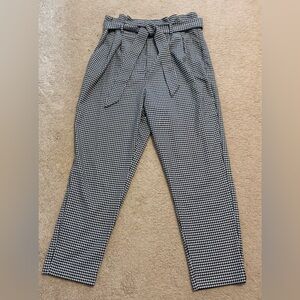 H&M Sz 8 Women’s Houndstooth High-waist Paperbag Belted Ankle Pants